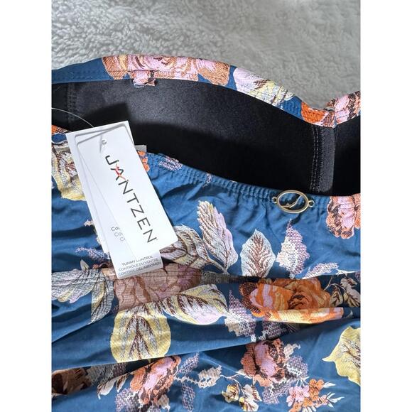 Jantzen One Piece Halter Swimsuit Floral Ruched Lined Size 10 Beach Vacation - Picture 6 of 7